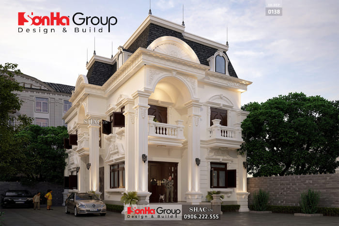 thiết kế biệt thự 2 tầng có gara