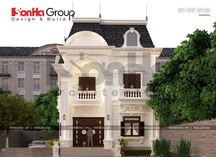 thiết kế biệt thự 2 tầng có gara