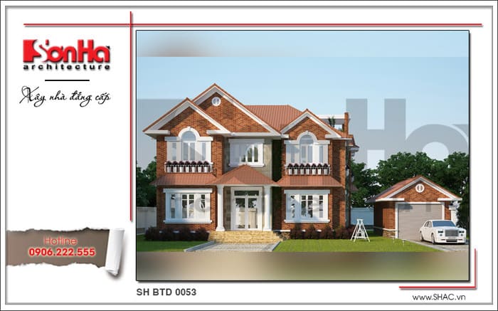 thiết kế biệt thự 2 tầng có gara