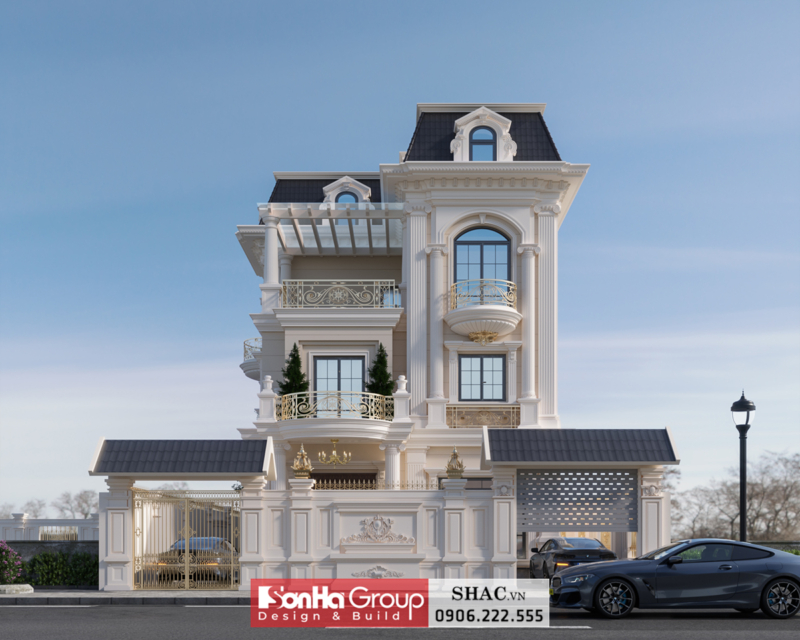 Biệt thự tân cổ điển 4 tầng Mẫu thiết kế biệt thự tân cổ điển 4 tầng tại Bắc Ninh - SH BTP 0173 33