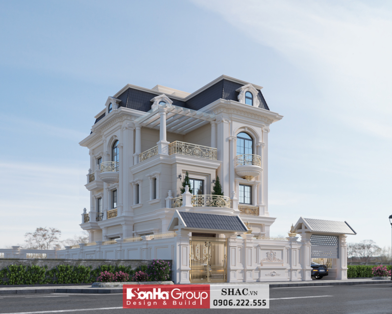 Thiết kế biệt thự tân cổ điển Mẫu thiết kế biệt thự tân cổ điển 4 tầng tại Bắc Ninh - SH BTP 0173 34
