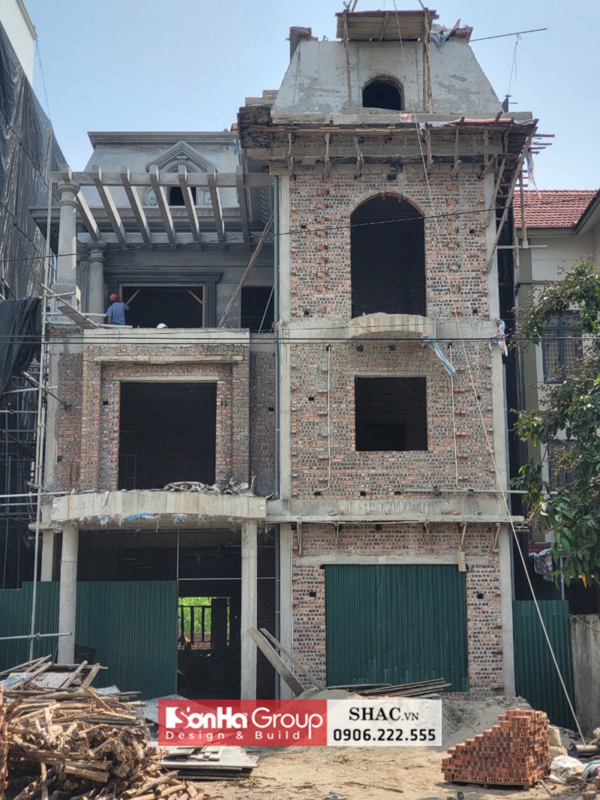 Mẫu thiết kế biệt thự tân cổ điển 4 tầng tại Bắc Ninh - SH BTP 0173 37