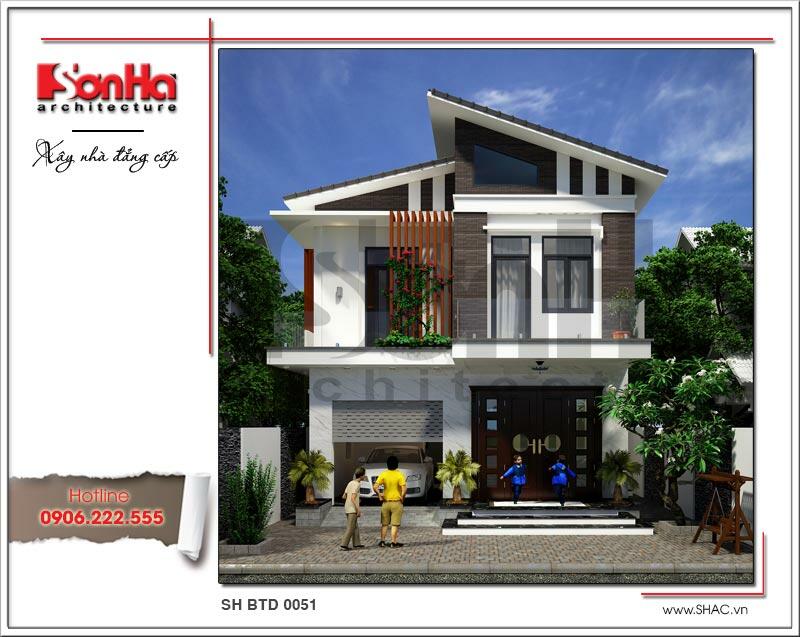 biệt thự 2 tầng mái lệch