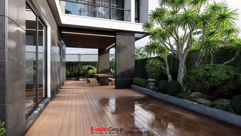 Thiết kế biệt thự hiện đại Biệt thự song lập với sân vườn rộng