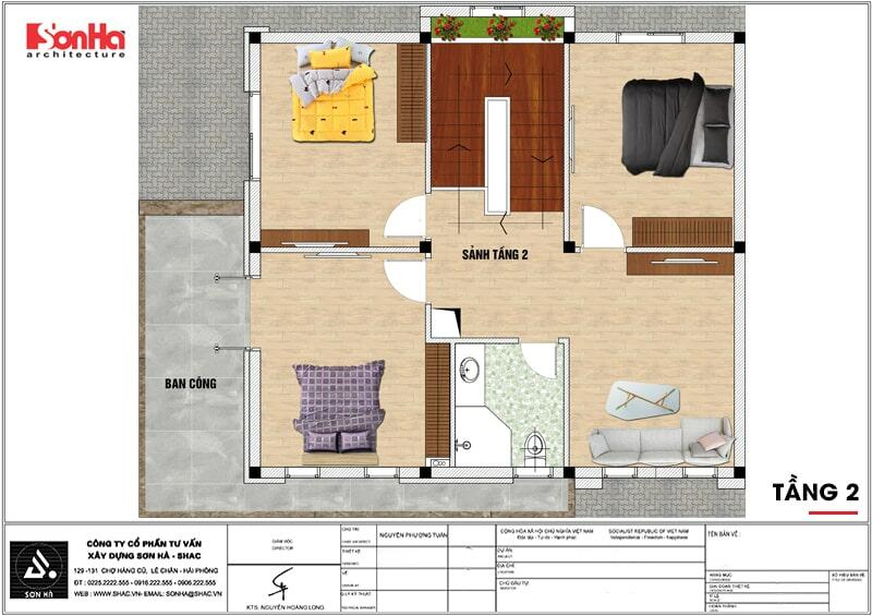 nhà 2 tầng mái lệch hiện đại