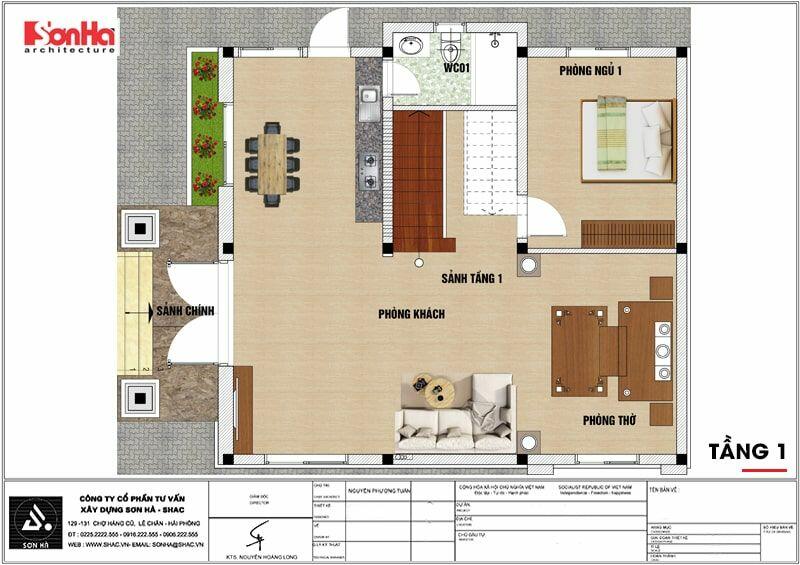 Nhà 3 gian 2 tầng đẹp