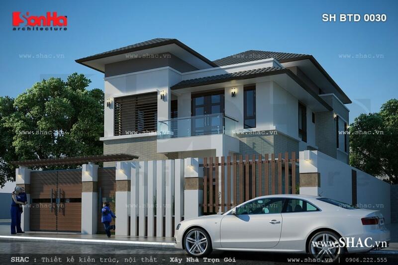 mẫu thiết kế biệt thự 2 tầng 3 phòng ngủ