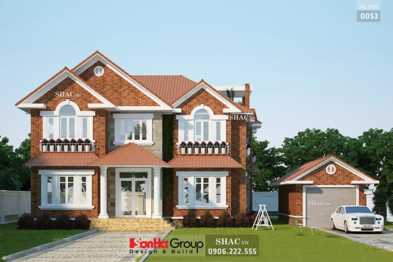 thiết kế nhà 2 tầng 6 phòng ngủ