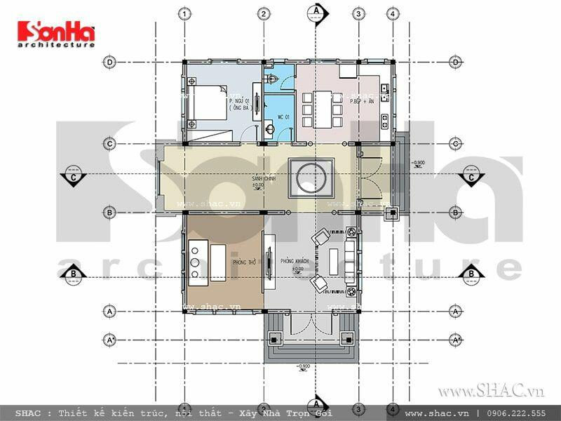 Biệt thự 2 tầng bàn thờ tầng 1