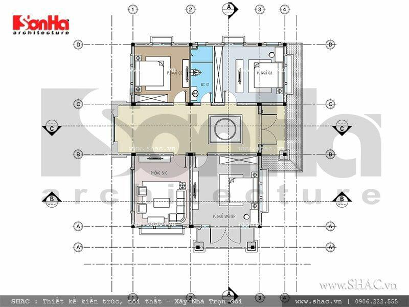 Thiết kế nhà 2 tầng có phòng thờ tầng 1