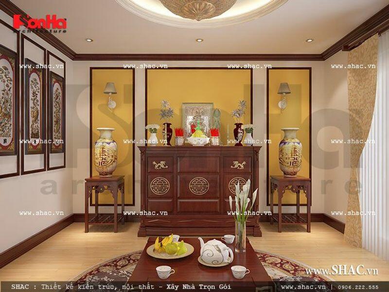 Nhà 2 tầng có phòng thờ tầng 1