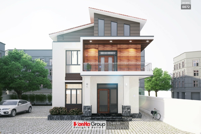 biệt thự 2 tầng mái lệch