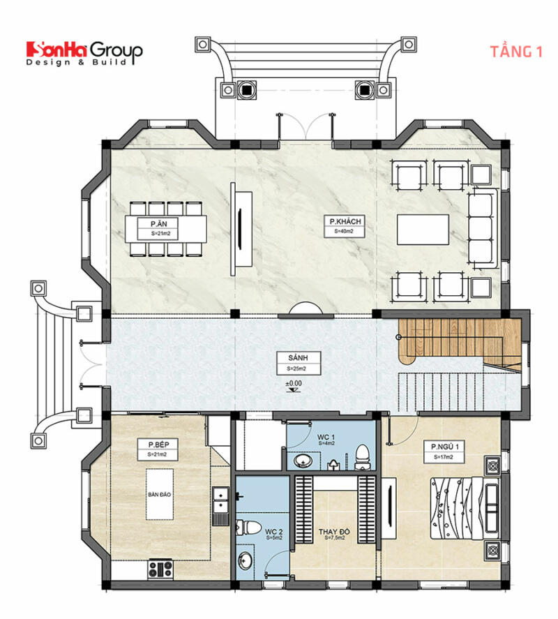 nhà biệt thự 2 tầng tân cổ điển