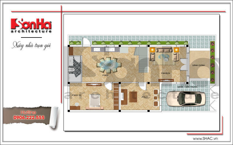 thiết kế nhà chữ l 2 tầng 80m2