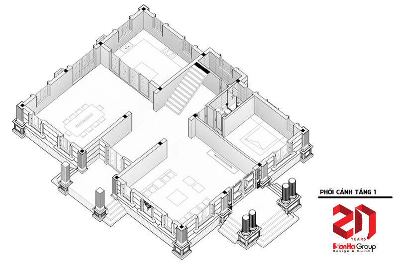 Thiết kế biệt thự tân cổ điển 3 tầng Thiết kế biệt thự tân cổ điển 3 tầng