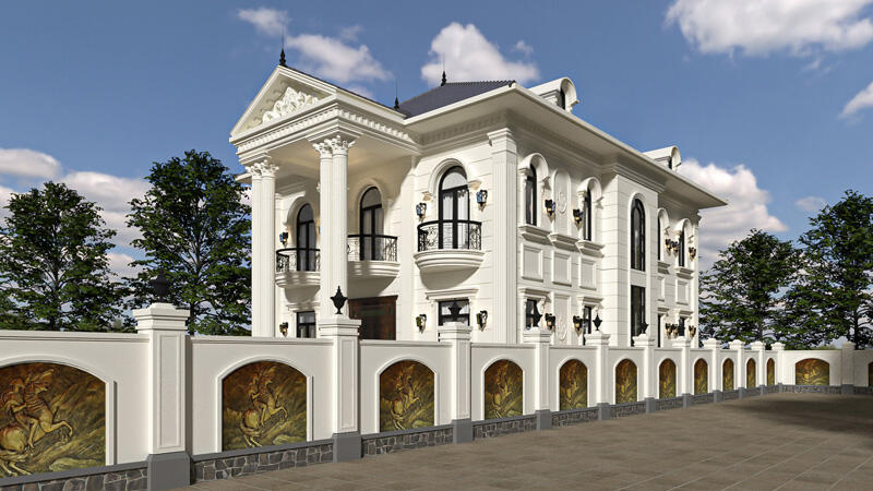 Thiết kế biệt thự kiểu Pháp 3 tầng