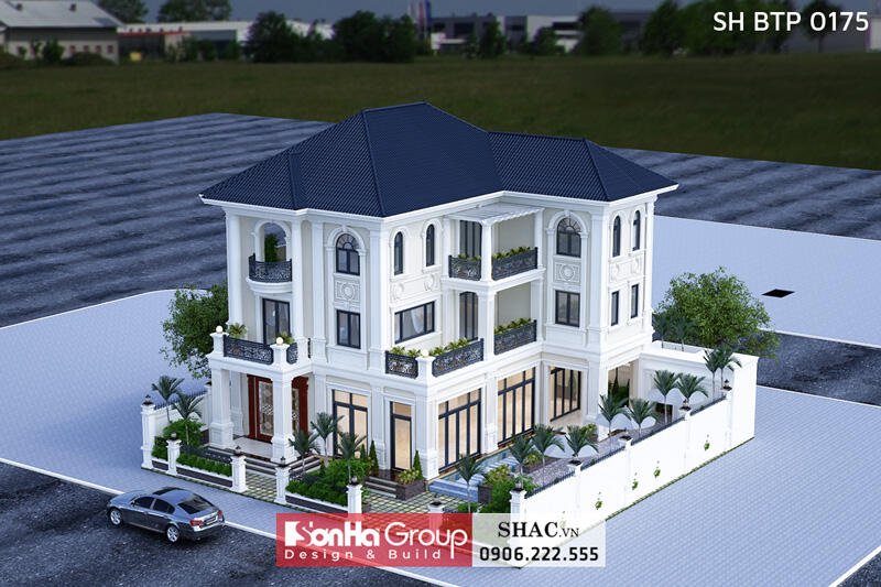 Thiết kế mặt tiền 20m của biệt thự sang trọng