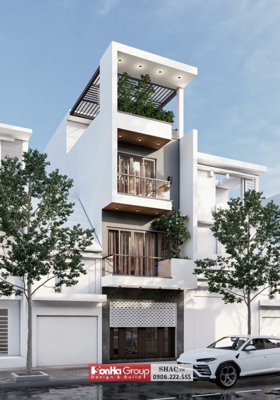 Thiết kế ngoại thất kiểu hiện đại trong nhà phố