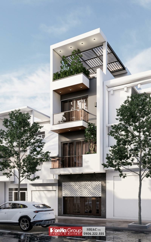 Thiết kế mặt tiền 4,5m sáng tạo