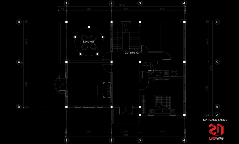 Thiết kế biệt thự 140m2 3 tầng