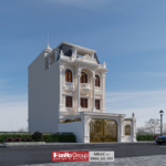 Ngoại thất thu hút của biệt thự màu trắng