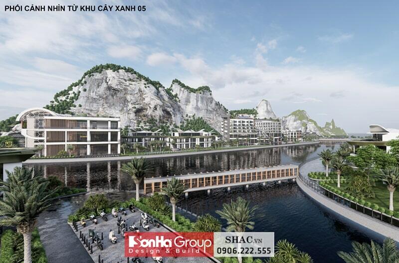 Phối cảnh khu du lịch từ khu cây xanh