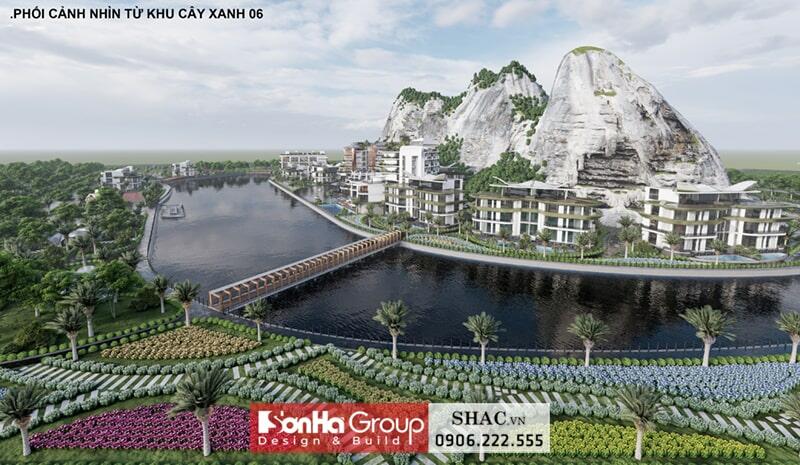 Một góc nhìn từ khu cây xanh của quần thể kiến trúc