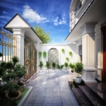 Thiết kế sân vườn phía trong công trình