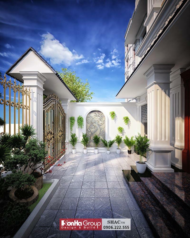 Thiết kế sân vườn phía trong công trình