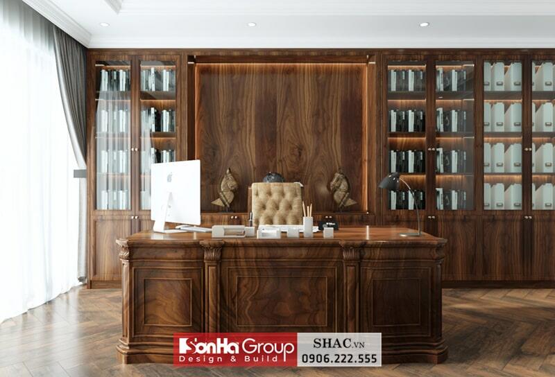 Không gian nội thất phòng đọc sách tân cổ điển