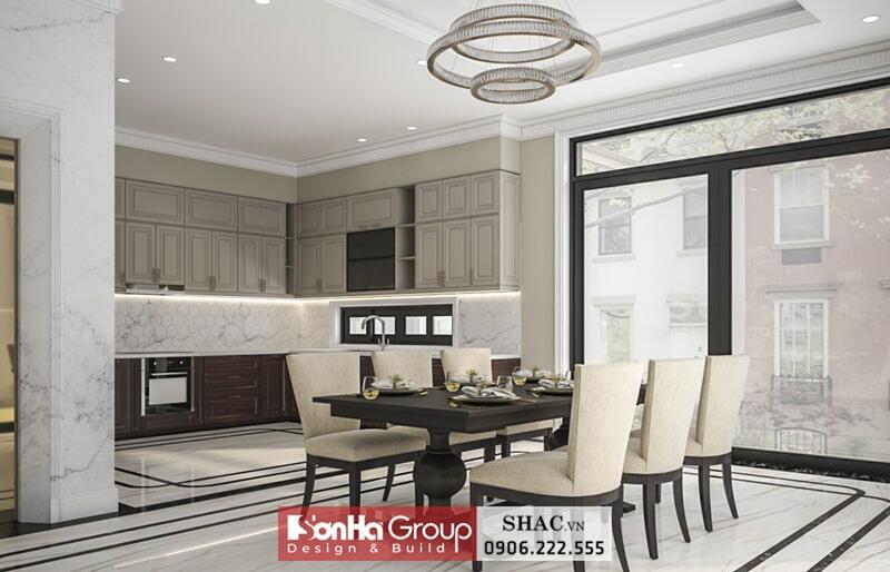 Thiết kế nội thất biệt thự kiểu tân cổ điển 4 tầng