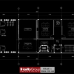 Bản vẽ chi tiết không gian nội thất trong tòa nhà văn phòng hiện đại