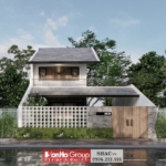 Góc chính diện biệt thự hiện đại 2 tầng