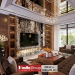 Phòng khách nhà phố tân cổ điển 4 tầng Hải Phòng