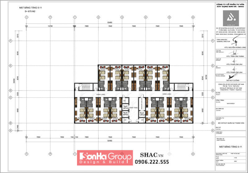 Thiết kế bản vẽ tầng 5 đến 11 nhà khách quân khu