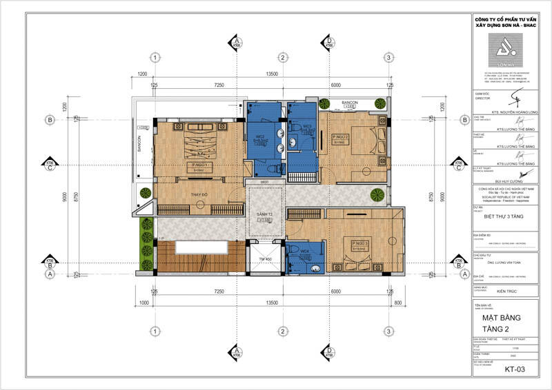 Thiết kế nhà biệt thự hiện đại 3 tầng đẹp tại Hải Phòng – SH BTD 0102 107