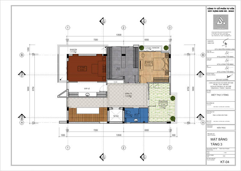 Thiết kế nhà biệt thự hiện đại 3 tầng đẹp tại Hải Phòng – SH BTD 0102 108