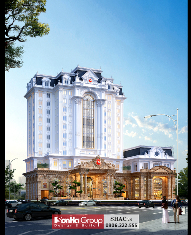 Thiết kế nhà khách quân khu 11 tầng tân cổ điển