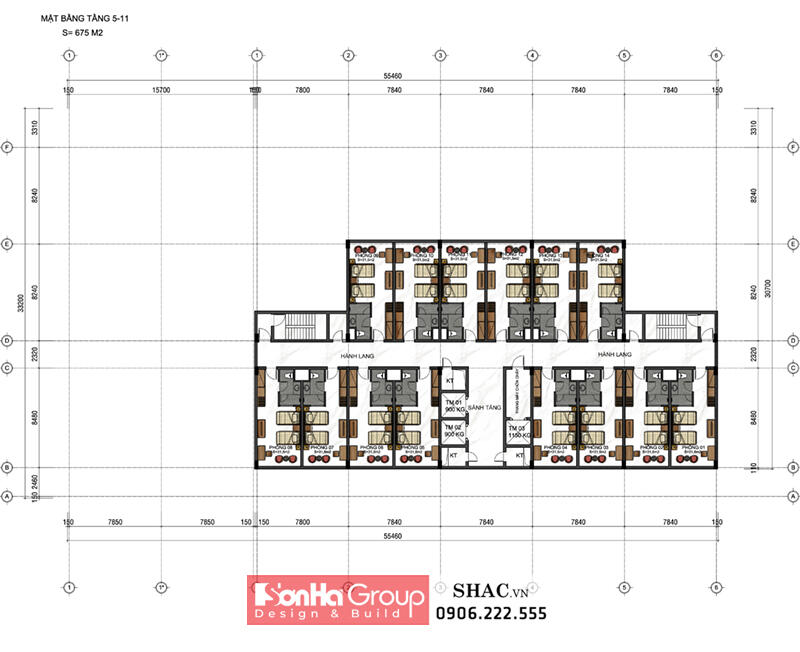 Tầng 5 - 11 nhà khách quân khu tân cổ điển