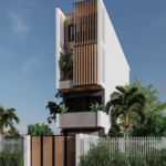 Góc chính diện mặt tiền 3.8m nhà phố hiện đại