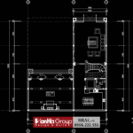 Bản vẽ thiết kế mặt bằng tầng 1 nhà phố tân cổ điển