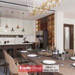 Phòng bếp hiện đại tông màu ghi xám