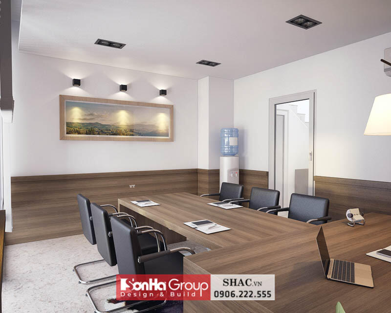 Nội thất phòng họp với chất liệu gỗ chủ đạo