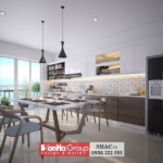 Gợi ý phòng bếp màu lạnh cho không gian rộng