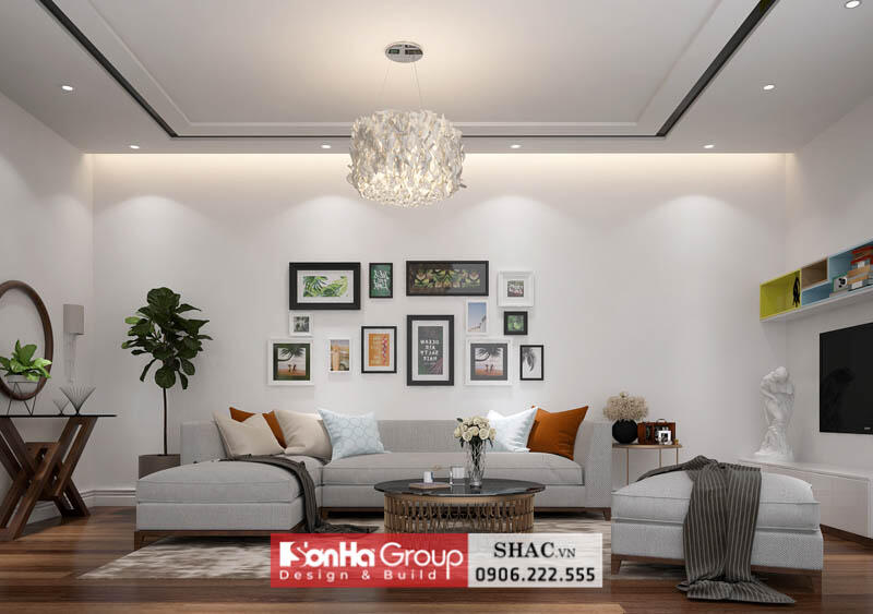 Thiết kế phòng khách tiện nghi biệt thự Waterfront City Hải Phòng