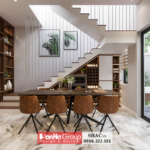 Thiết kế nội thất gỗ trong phòng bếp ngôi nhà