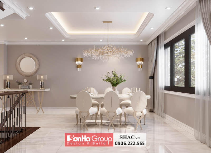 Gợi ý tông màu be sáng trong nội thất phòng ăn