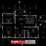 Bản vẽ tầng 1 biệt thự hiện đại