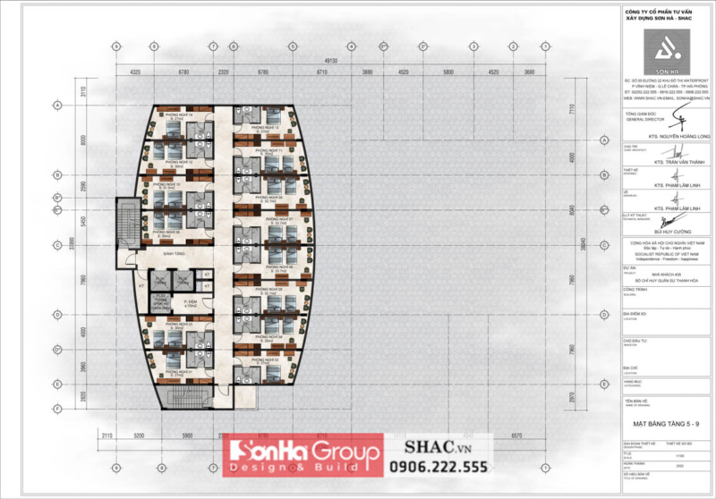 Bản vẽ tầng5-9 mặt bằng nhà khách quân khu 11 tầng tại Thanh Hóa Bản vẽ tầng5-9 mặt bằng nhà khách quân khu 11 tầng tại Thanh Hóa