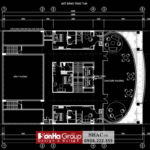 Bản vẽ mặt bằng tầng tum thiết kế tòa nhà cho thuê tân cổ điển